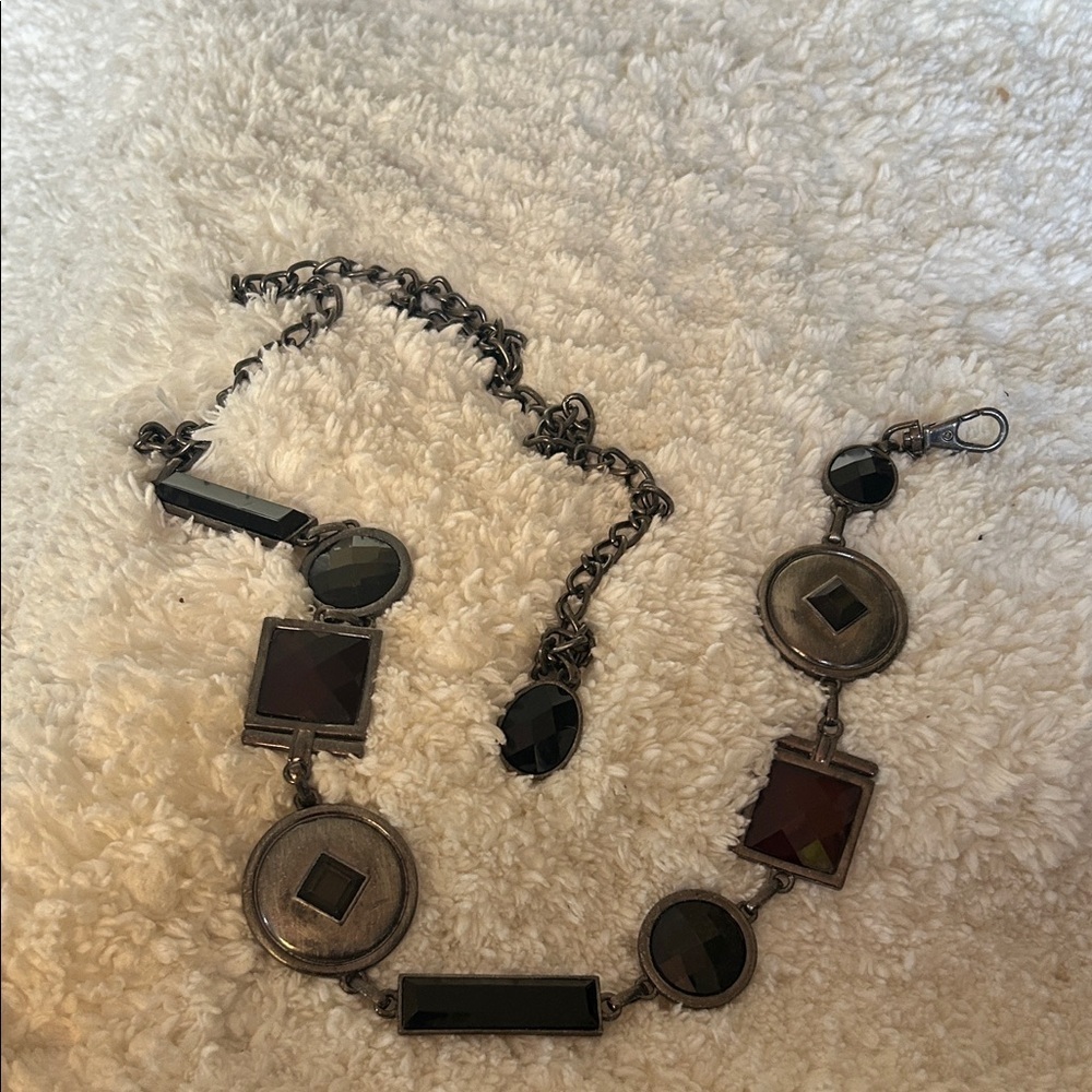 Chico's Black and Silver Geometric Belt